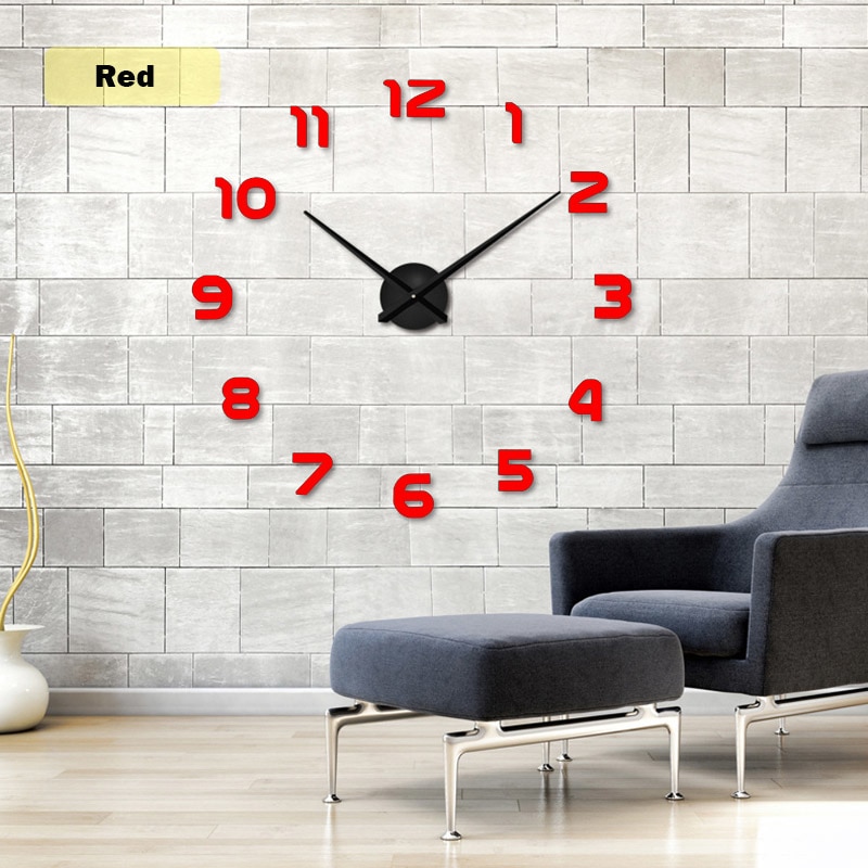Mirrored Wall Clock Home Decor Stickers Mirrored Wall Clock Home Decor Stickers