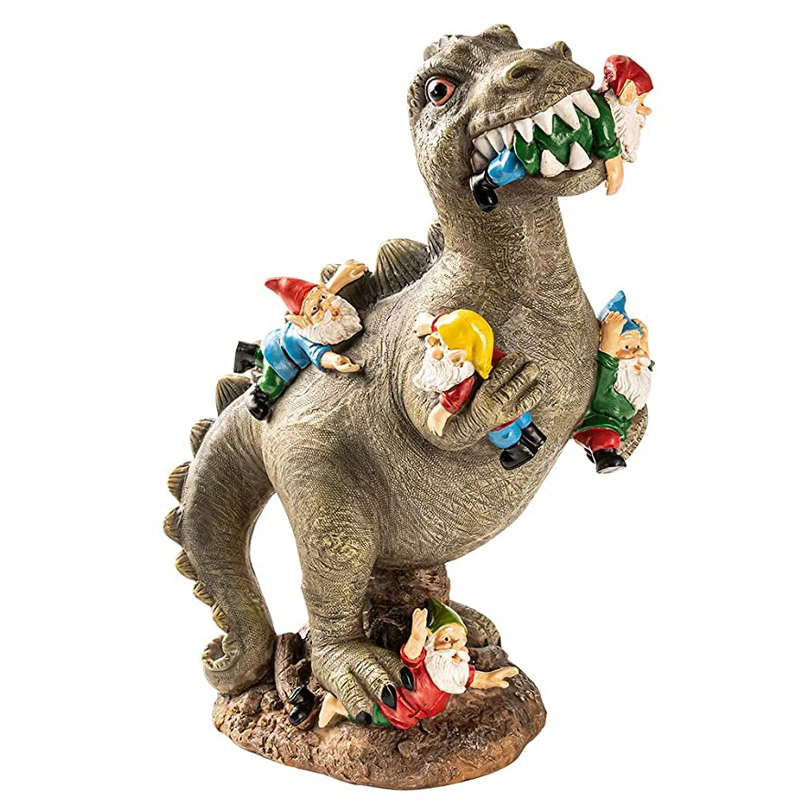 Mischievous Dinosaur Garden Eating Gnome Statue Resin Figurine Best Art Decor for Outdoor Home Waterproof Home
