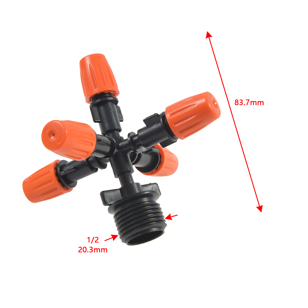 Mist Sprinkler 5 way Fog Sprinkler Nozzle Adjustable Misting Mist Water 1set Automatic Flower Watering Garden Atomizer