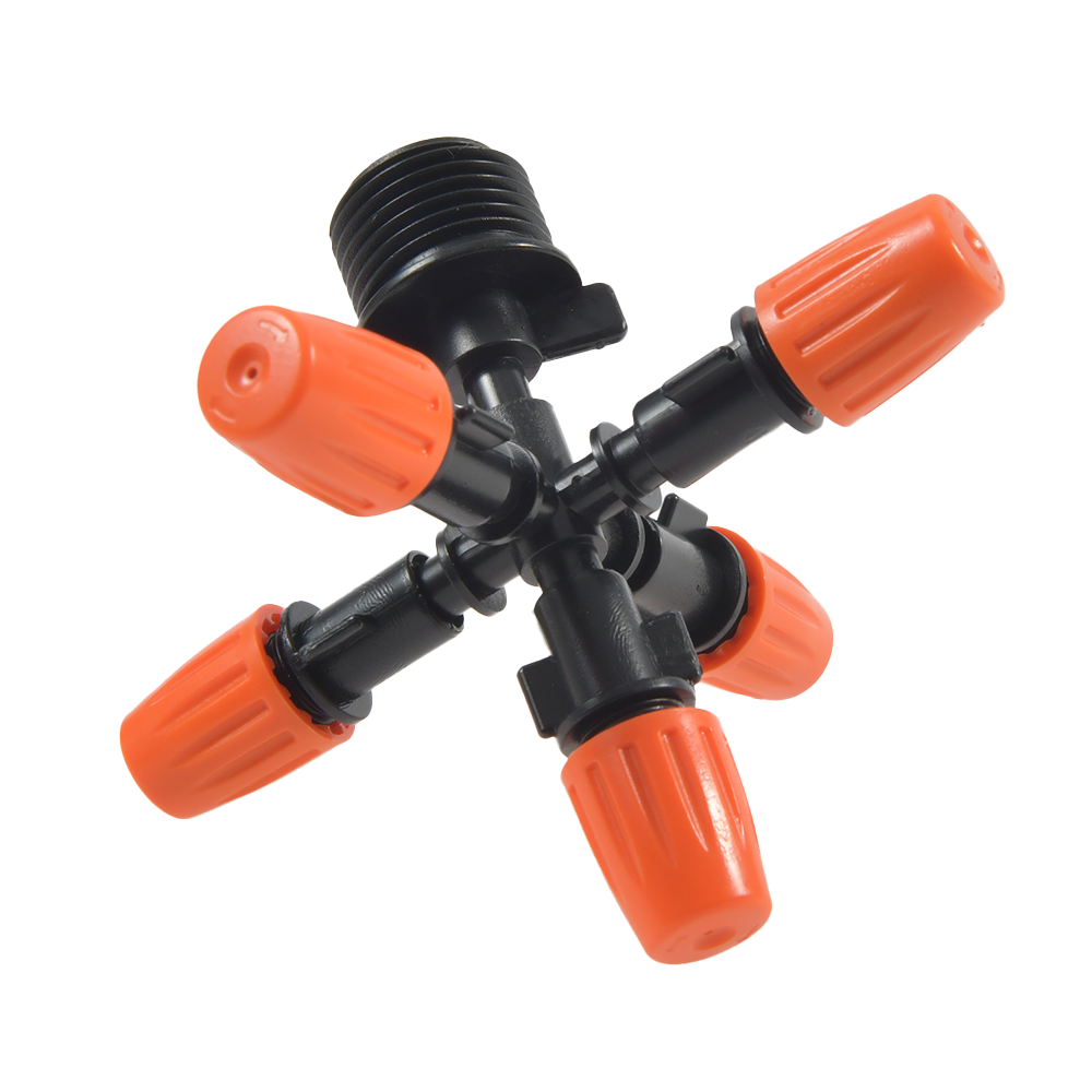 Mist Sprinkler 5 way Fog Sprinkler Nozzle Adjustable Misting Mist Water 1set Automatic Flower Watering Garden Atomizer
