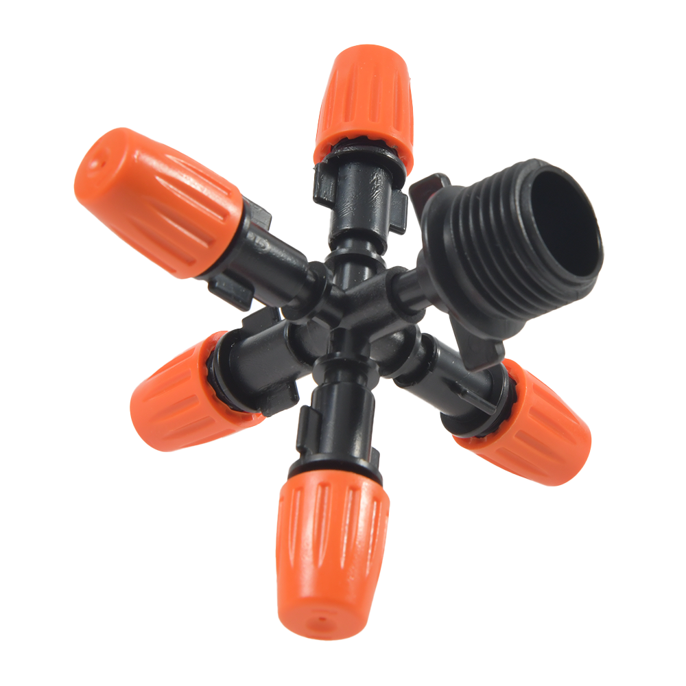 Mist Sprinkler 5 way Fog Sprinkler Nozzle Adjustable Misting Mist Water 1set Automatic Flower Watering Garden Atomizer