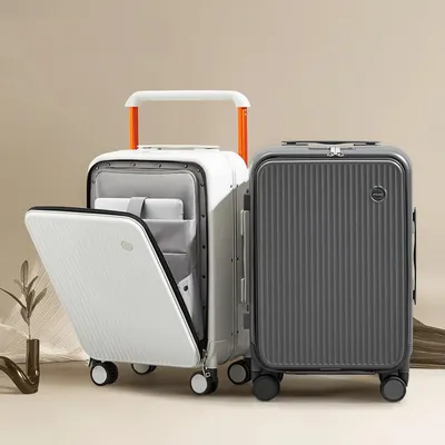Mixi Front Laptop Pocket Suitcase Wide Handle Travel Suitcase Men 20”Carry-On Luggage Women PC Aluminum Frame Trolley