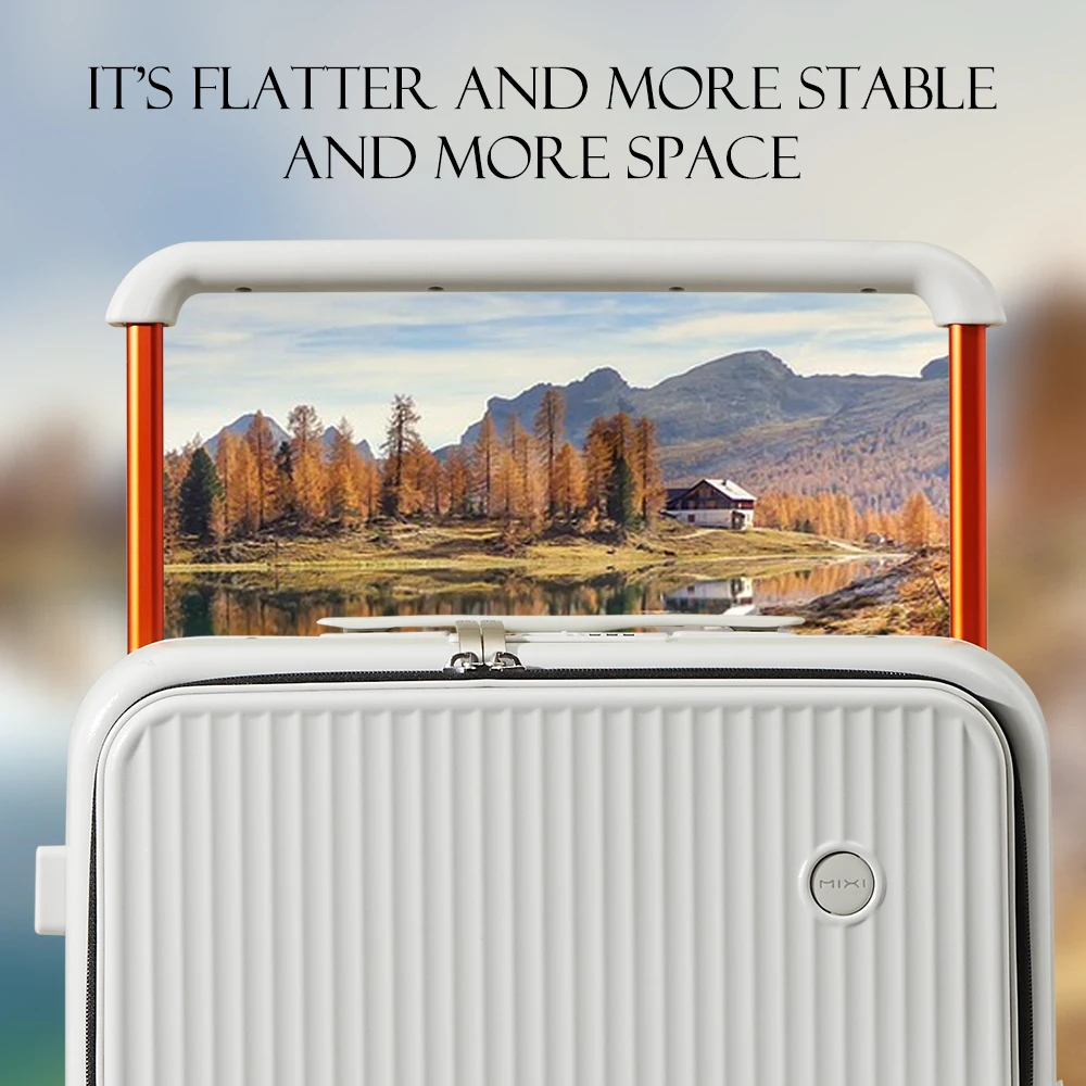 Mixi Front Laptop Pocket Suitcase Wide Handle Travel Suitcase Men 20”Carry-On Luggage Women PC Aluminum Frame Trolley