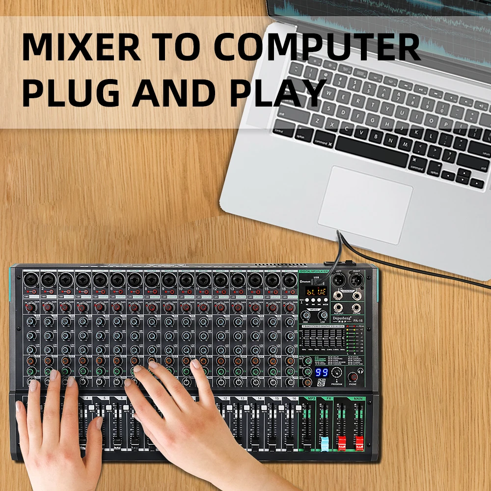 Mixing Console Professional DJ Audio Mixer Sound Board Desk System Interface 16 Channel Digital 99 Reverb Effect Mixing Console Professional DJ Audio Mixer Sound Board Desk System Interface 16 Channel Digital 99 Reverb Effect