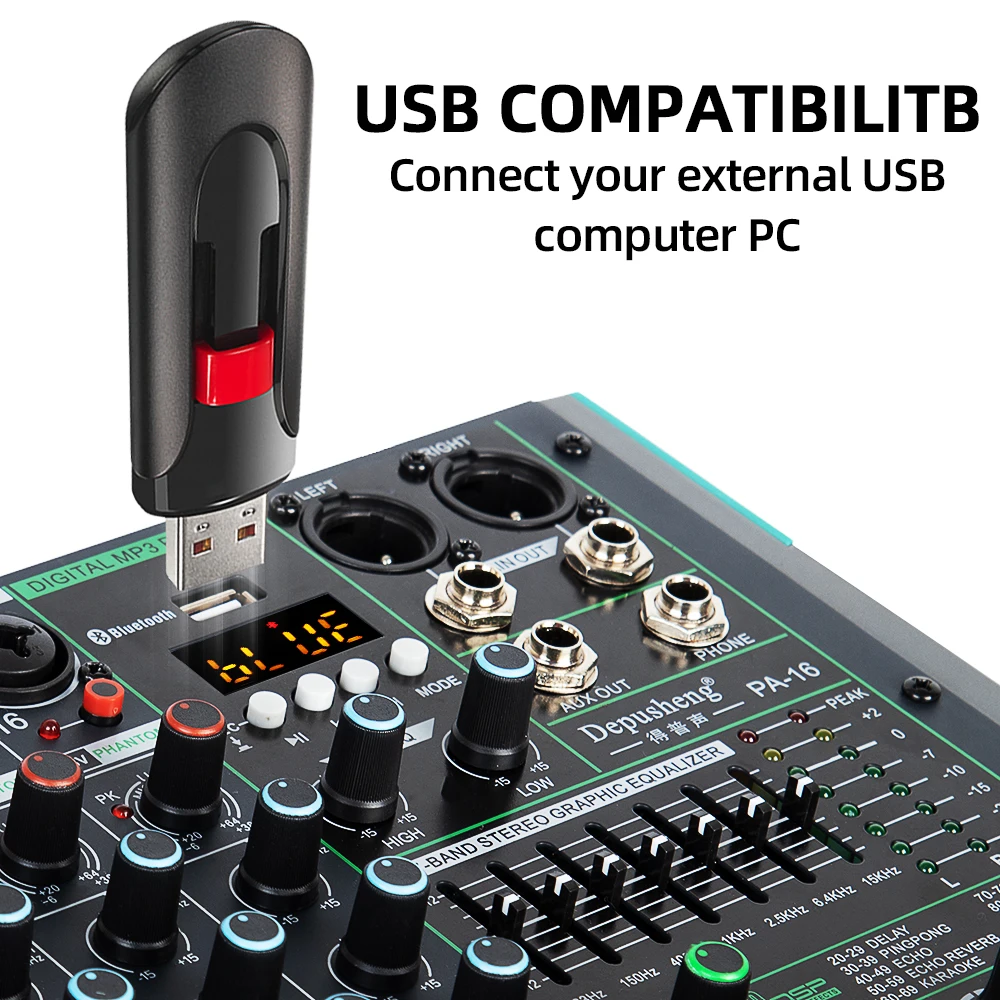 Mixing Console Professional DJ Audio Mixer Sound Board Desk System Interface 16 Channel Digital 99 Reverb Effect Mixing Console Professional DJ Audio Mixer Sound Board Desk System Interface 16 Channel Digital 99 Reverb Effect