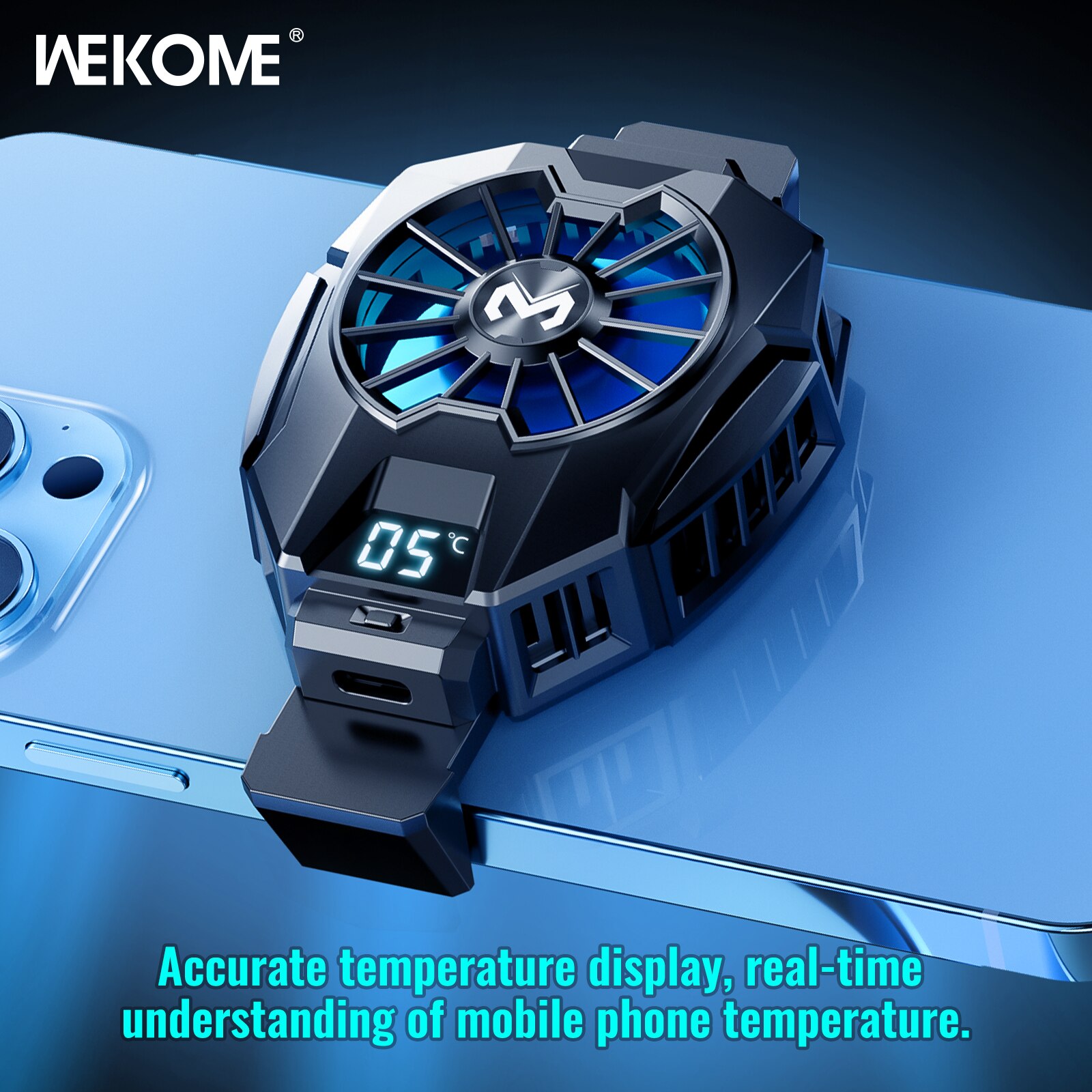 Mobile Phone Heat Dissipator with Temperature Display, Gaming Cooling Radiator with Universal Back Clip for Mobile