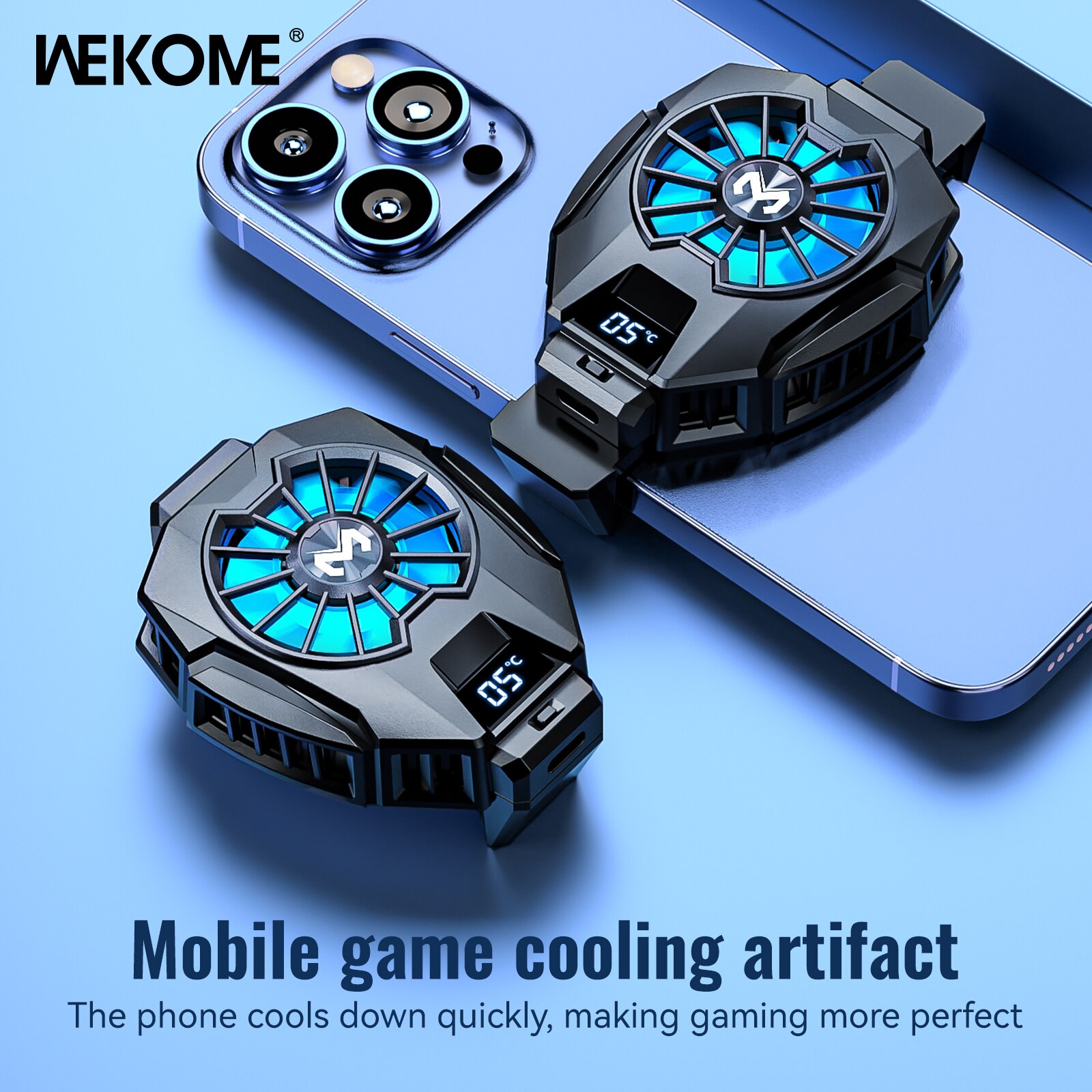 Mobile Phone Heat Dissipator with Temperature Display, Gaming Cooling Radiator with Universal Back Clip for Mobile