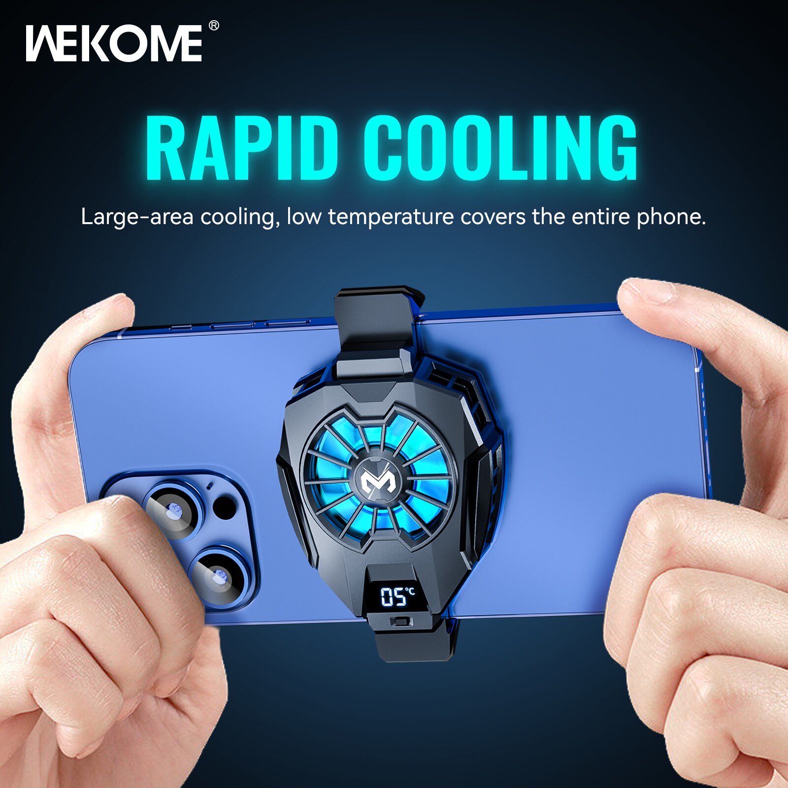 Mobile Phone Heat Dissipator with Temperature Display, Gaming Cooling Radiator with Universal Back Clip for Mobile
