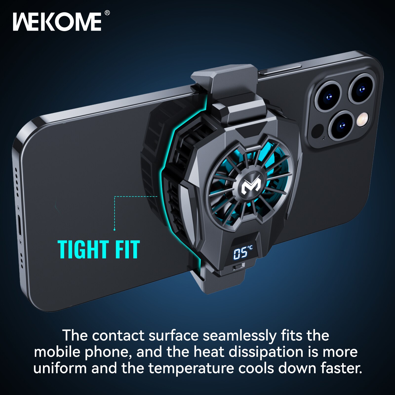 Mobile Phone Heat Dissipator with Temperature Display, Gaming Cooling Radiator with Universal Back Clip for Mobile