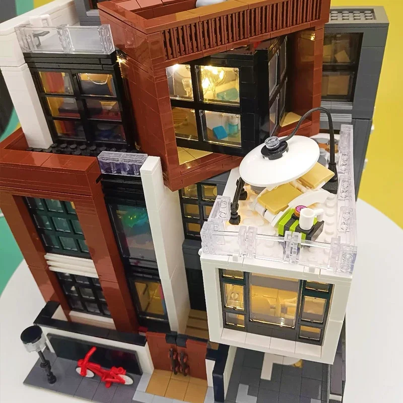 MOC-87366 Creative Modern Villa Modular City Architecture Building Block Bricks Model Street View Sets Kid Toy for