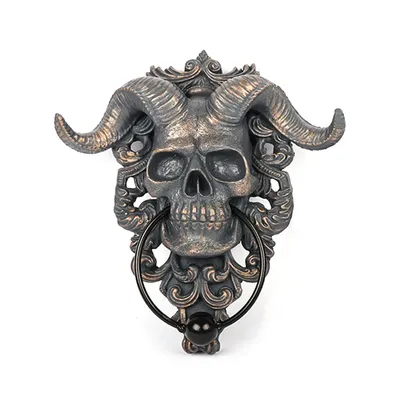 Modern Art Door Ring Hell Demon Horned Skull Hanging Door Knocker-heavy Duty Gothic Doorknocker-perfect Home Decoration