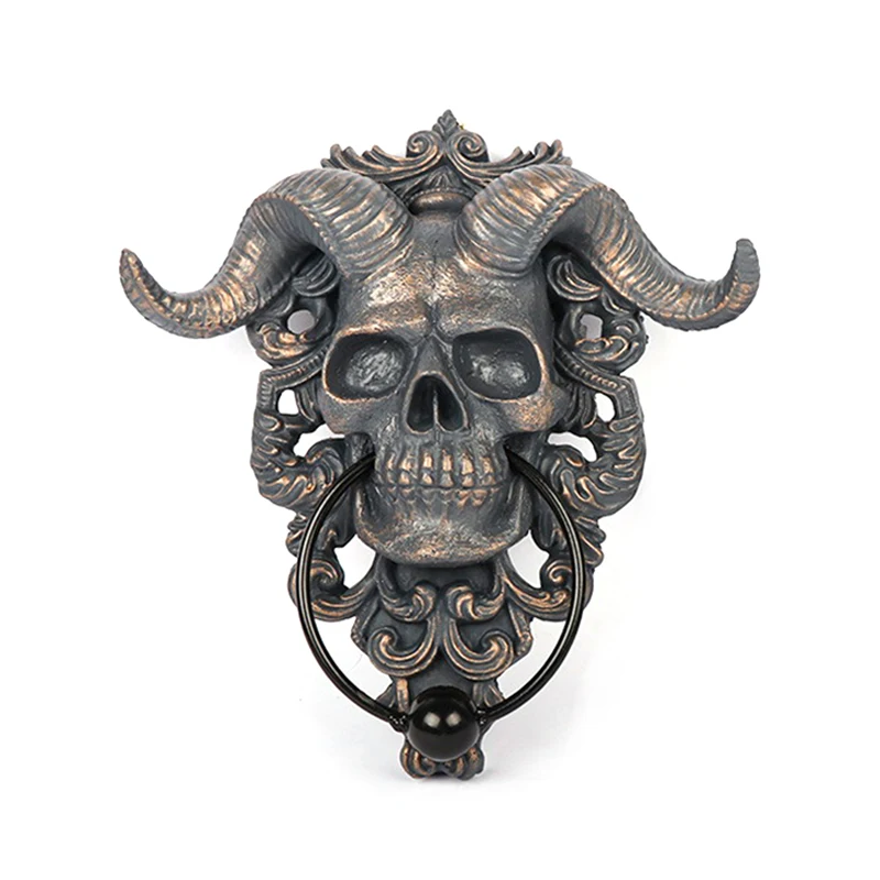 Modern Art Door Ring Hell Demon Horned Skull Hanging Door Knocker-heavy Duty Gothic Doorknocker-perfect Home Decoration