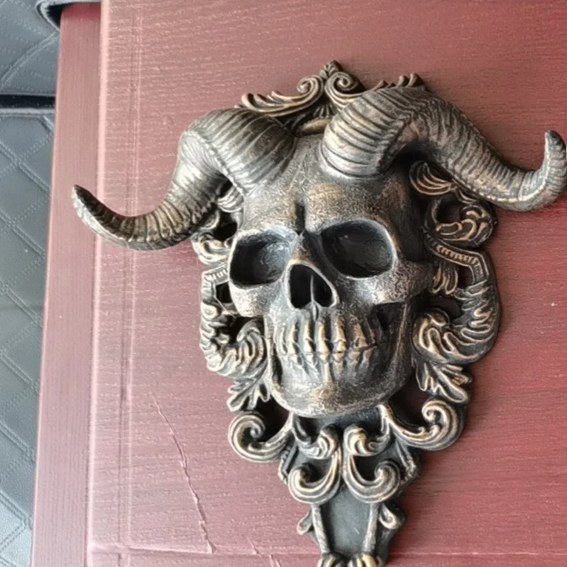 Modern Art Door Ring Hell Demon Horned Skull Hanging Door Knocker-heavy Duty Gothic Doorknocker-perfect Home Decoration