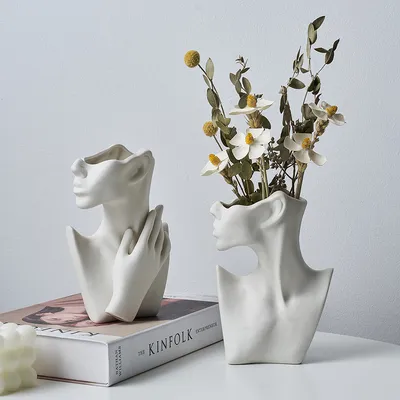 Modern Ceramic Face Flower Vase