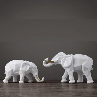 Modern Geometric Elephant Figurine Decor (2 pcs)