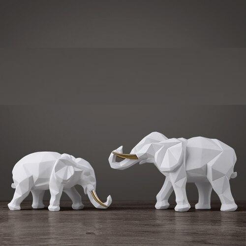 Modern Geometric Elephant Figurine Decor (2 pcs)