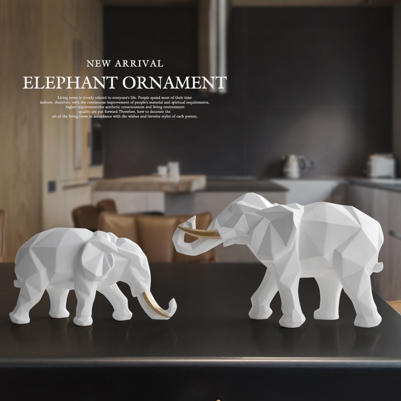 Modern Geometric Elephant Figurine Decor (2 pcs)