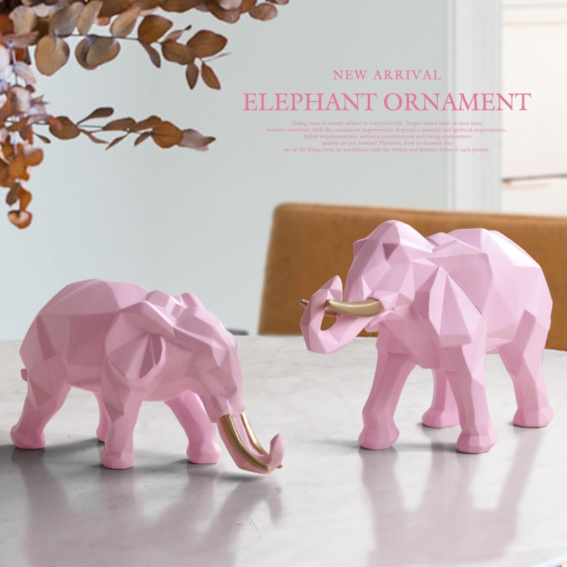 Modern Geometric Elephant Figurine Decor (2 pcs)
