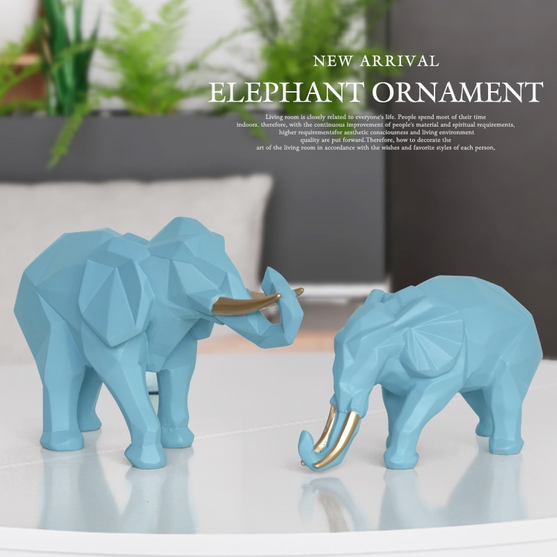 Modern Geometric Elephant Figurine Decor (2 pcs)