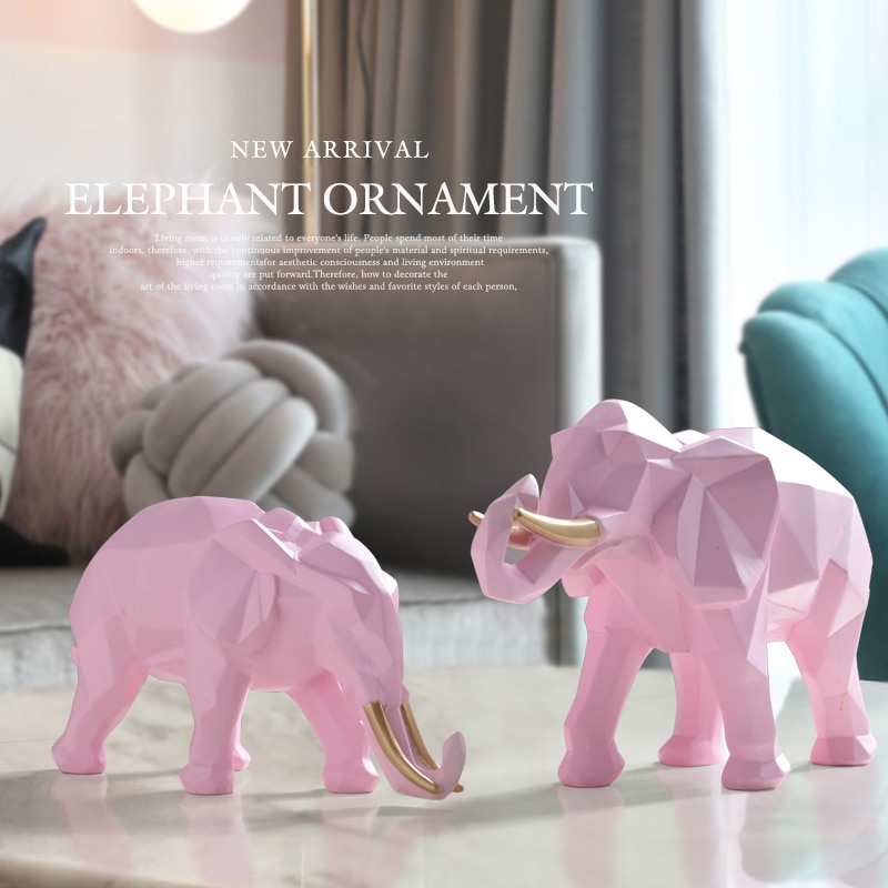 Modern Geometric Elephant Figurine Decor (2 pcs)