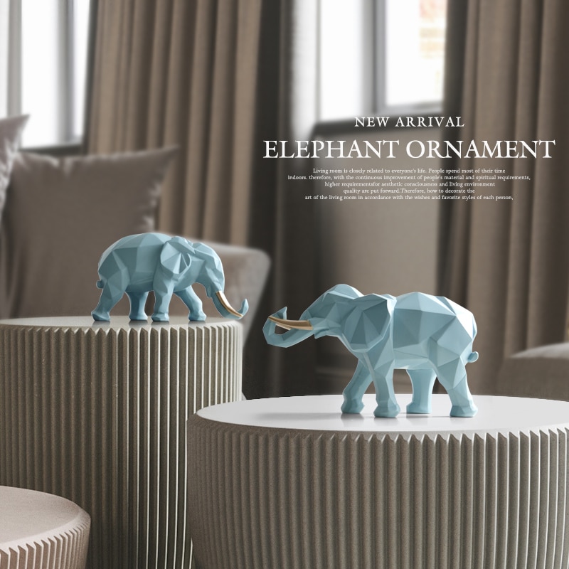 Modern Geometric Elephant Figurine Decor (2 pcs)