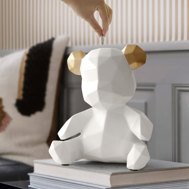 Modern Geometric Teddy Bear Piggy Bank