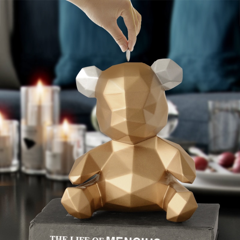 Modern Geometric Teddy Bear Piggy Bank Modern Geometric Teddy Bear Piggy Bank