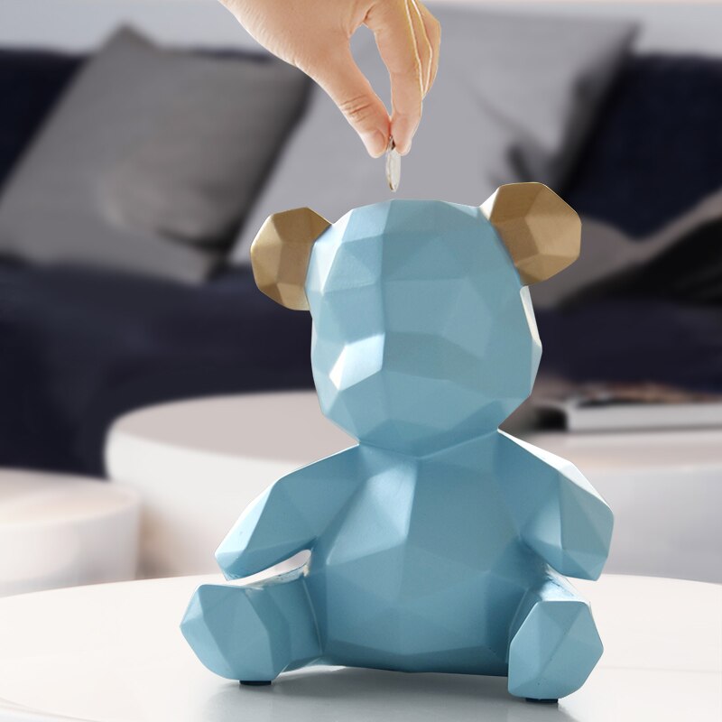 Modern Geometric Teddy Bear Piggy Bank Modern Geometric Teddy Bear Piggy Bank
