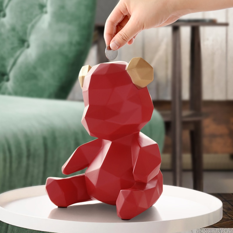 Modern Geometric Teddy Bear Piggy Bank Modern Geometric Teddy Bear Piggy Bank