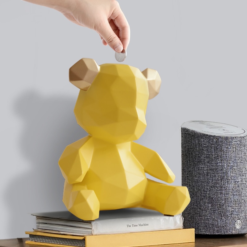 Modern Geometric Teddy Bear Piggy Bank Modern Geometric Teddy Bear Piggy Bank