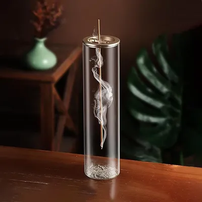 Modern Glass Incense Burner Anti-Ash Flying Incense Holder with Removable Glass Ash Catcher for Home Decor Yoga