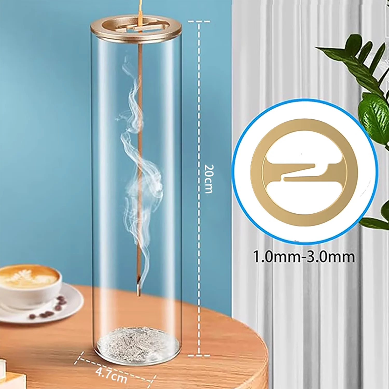 Modern Glass Incense Burner Anti-Ash Flying Incense Holder with Removable Glass Ash Catcher for Home Decor Yoga