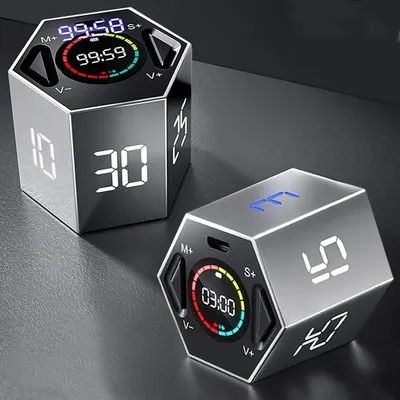Modern LCD Digital Timer Visual Kitchen Timer for Teachers, Flip Cube Timer for Cooking, Work, Studying, Workout