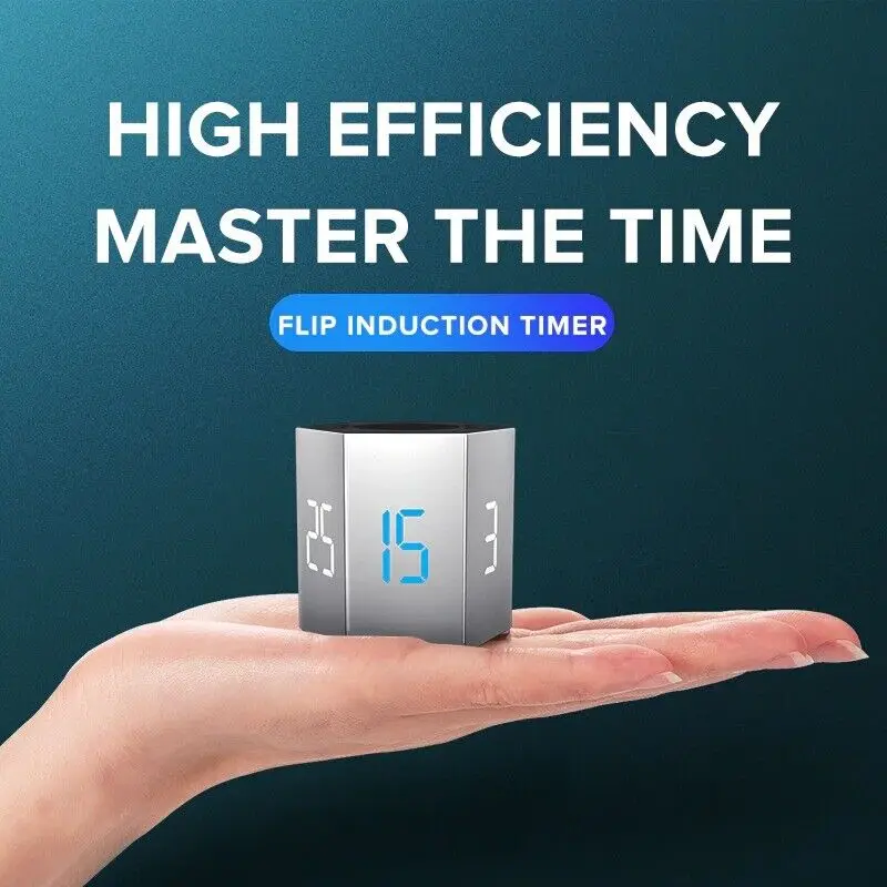 Modern LCD Digital Timer Visual Kitchen Timer for Teachers, Flip Cube Timer for Cooking, Work, Studying, Workout