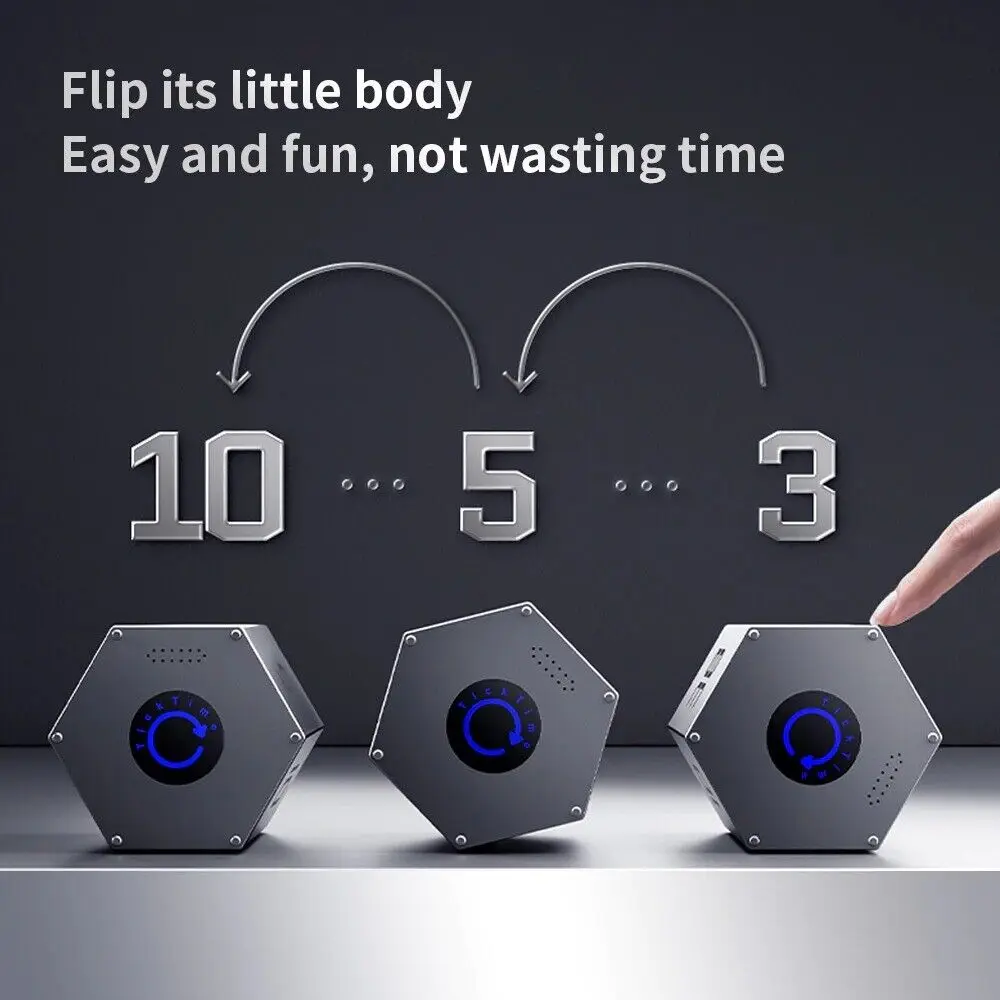 Modern LCD Digital Timer Visual Kitchen Timer for Teachers, Flip Cube Timer for Cooking, Work, Studying, Workout