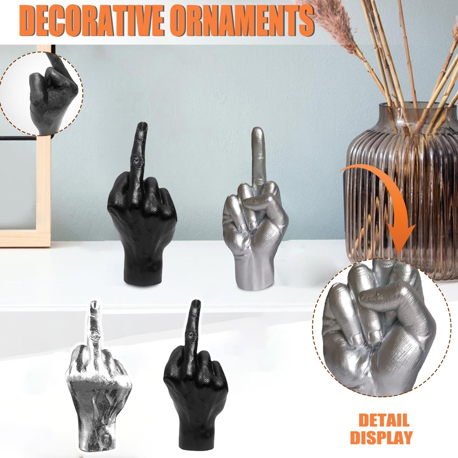 Modern Nordic Style Creative Middle Finger Statue Resin Craft Sculpture Flower Potted Plant Home Garden Decoration