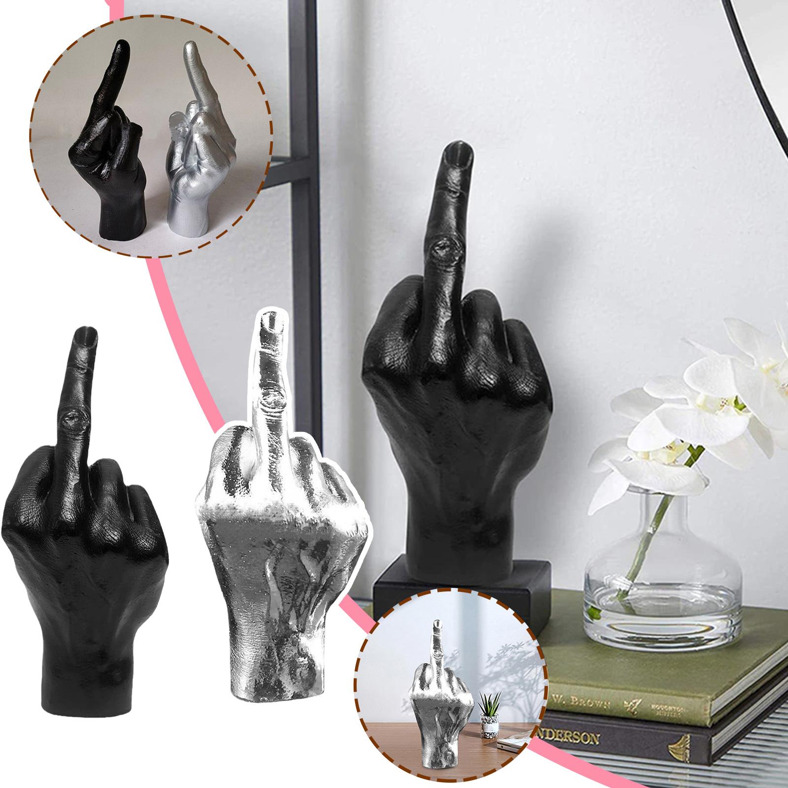 Modern Nordic Style Creative Middle Finger Statue Resin Craft Sculpture Flower Potted Plant Home Garden Decoration