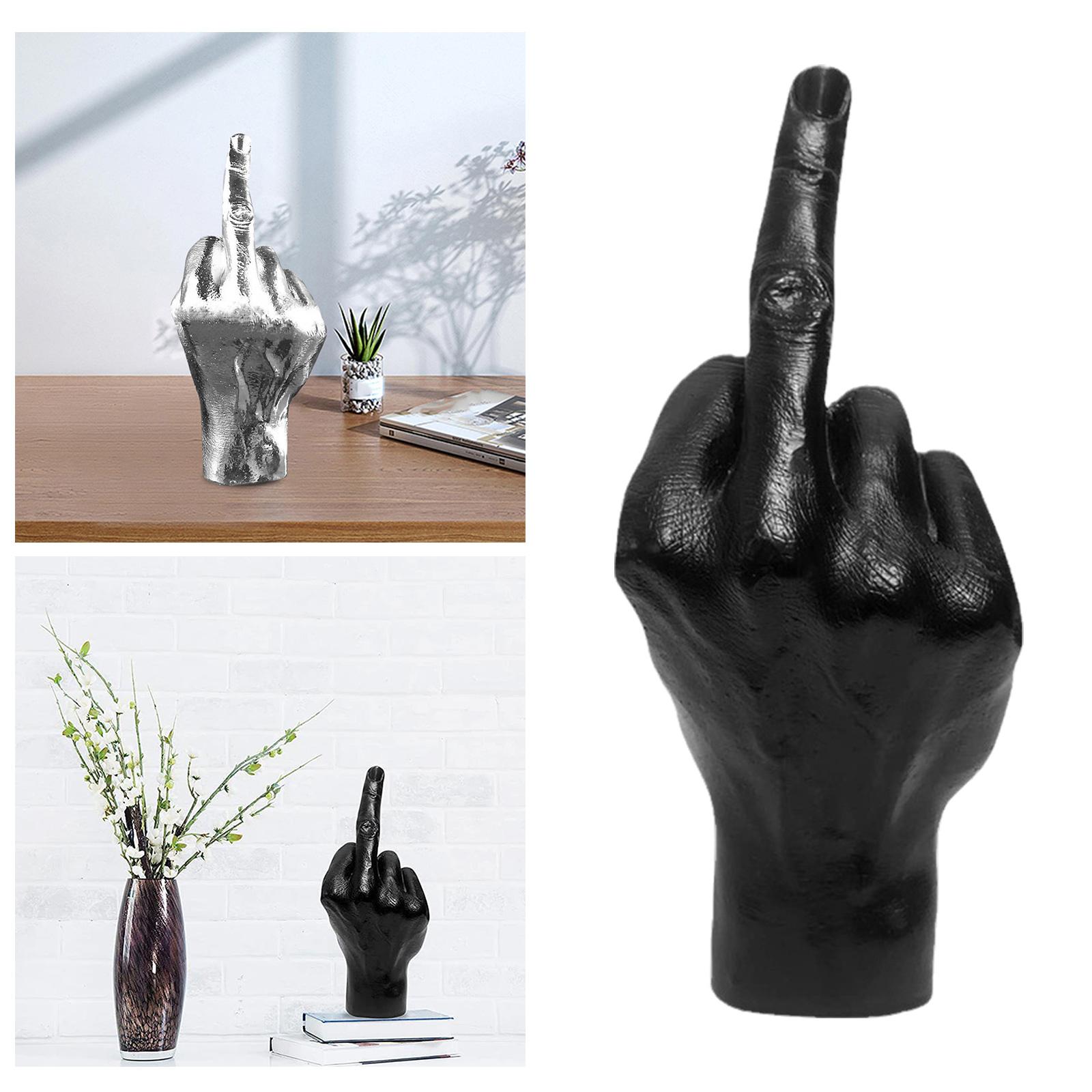 Modern Nordic Style Creative Middle Finger Statue Resin Craft Sculpture Flower Potted Plant Home Garden Decoration