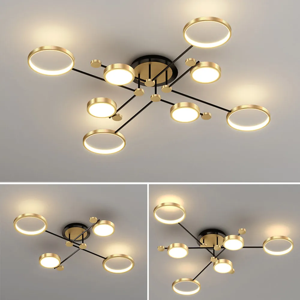 Modern Pendant Light LED Nordic Lamp Gold Black Hanging Chandelier Ceiling Lights Dimming Remote Control Lighting