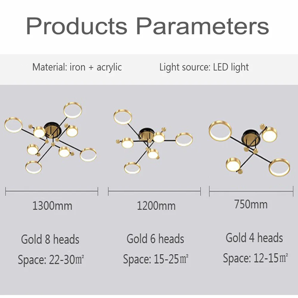 Modern Pendant Light LED Nordic Lamp Gold Black Hanging Chandelier Ceiling Lights Dimming Remote Control Lighting