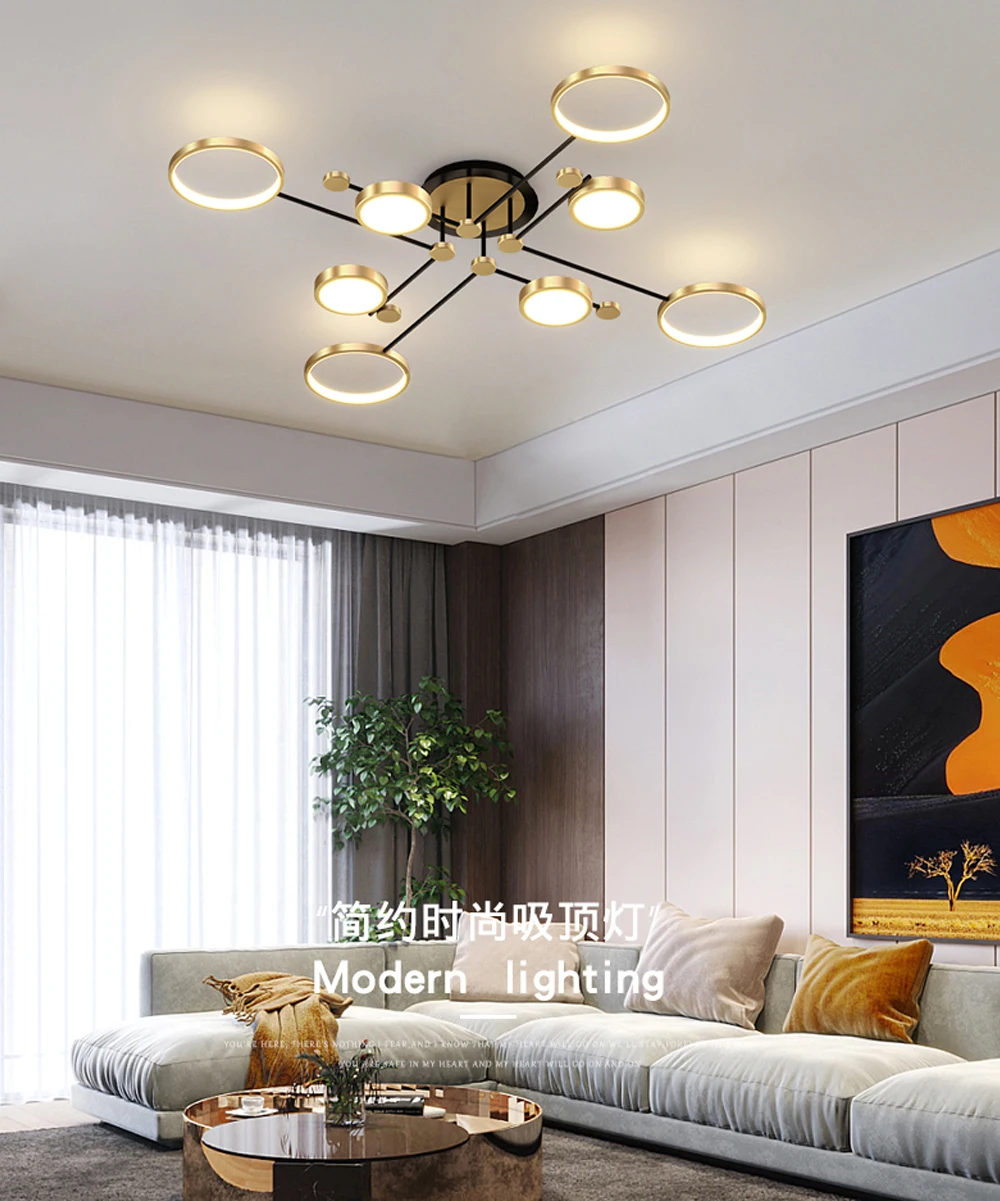 Modern Pendant Light LED Nordic Lamp Gold Black Hanging Chandelier Ceiling Lights Dimming Remote Control Lighting