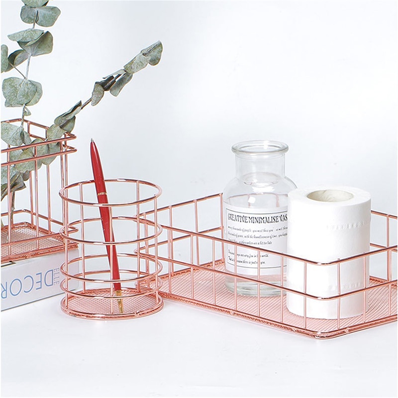 Modern Rosegold Metal Mesh Basket Modern Rosegold Metal Mesh Basket