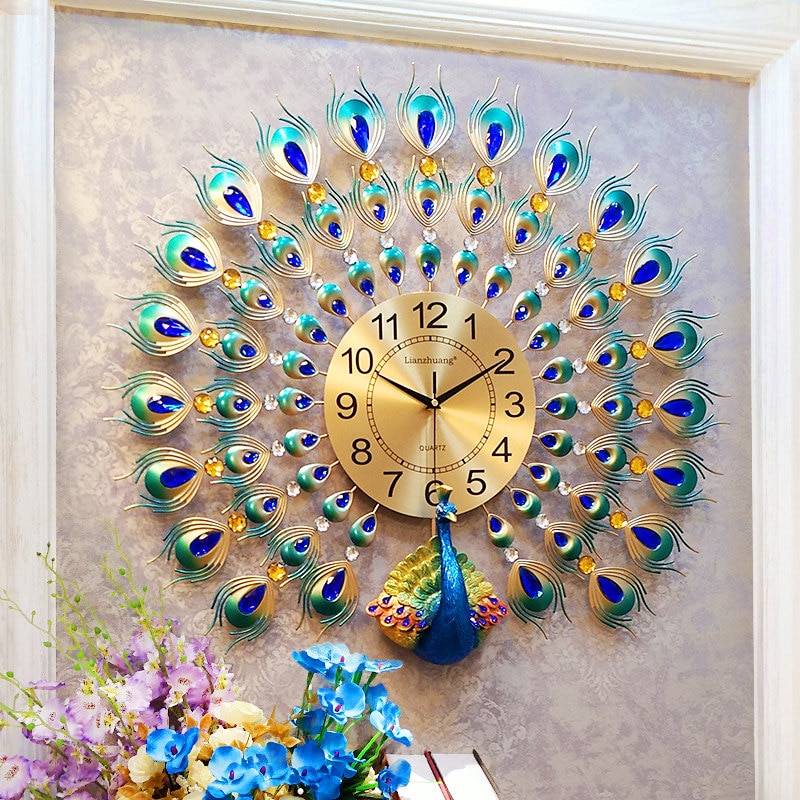 Modern Wall Clock Peacock Design