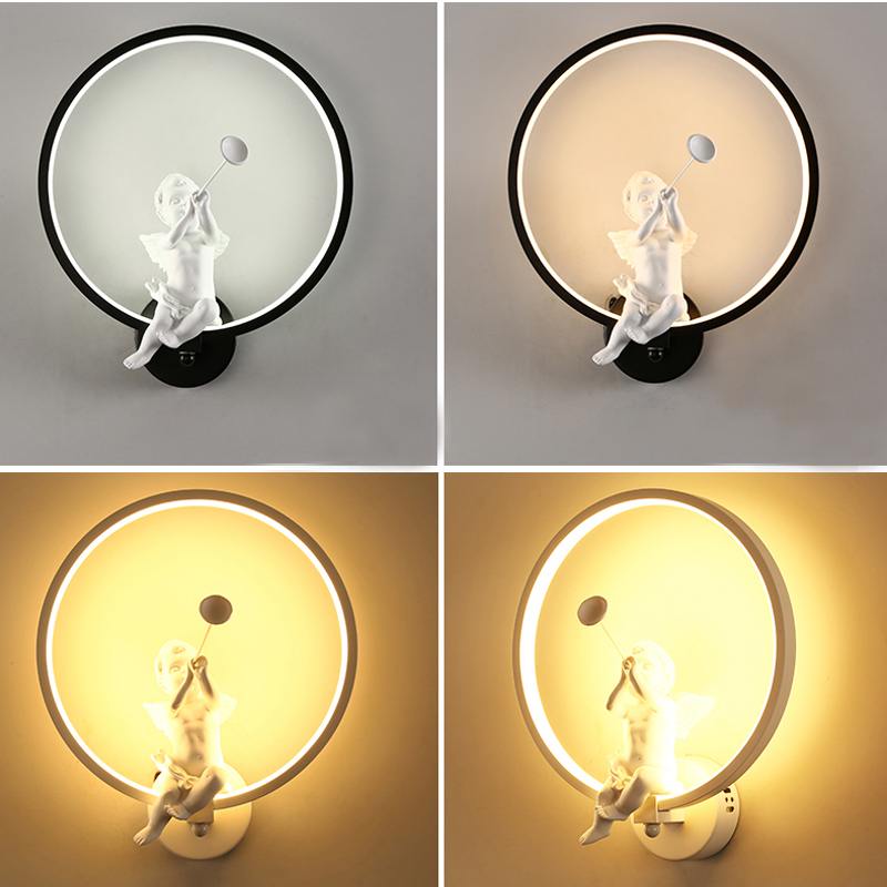 Modern Wall Lamp with Angel Figurine
