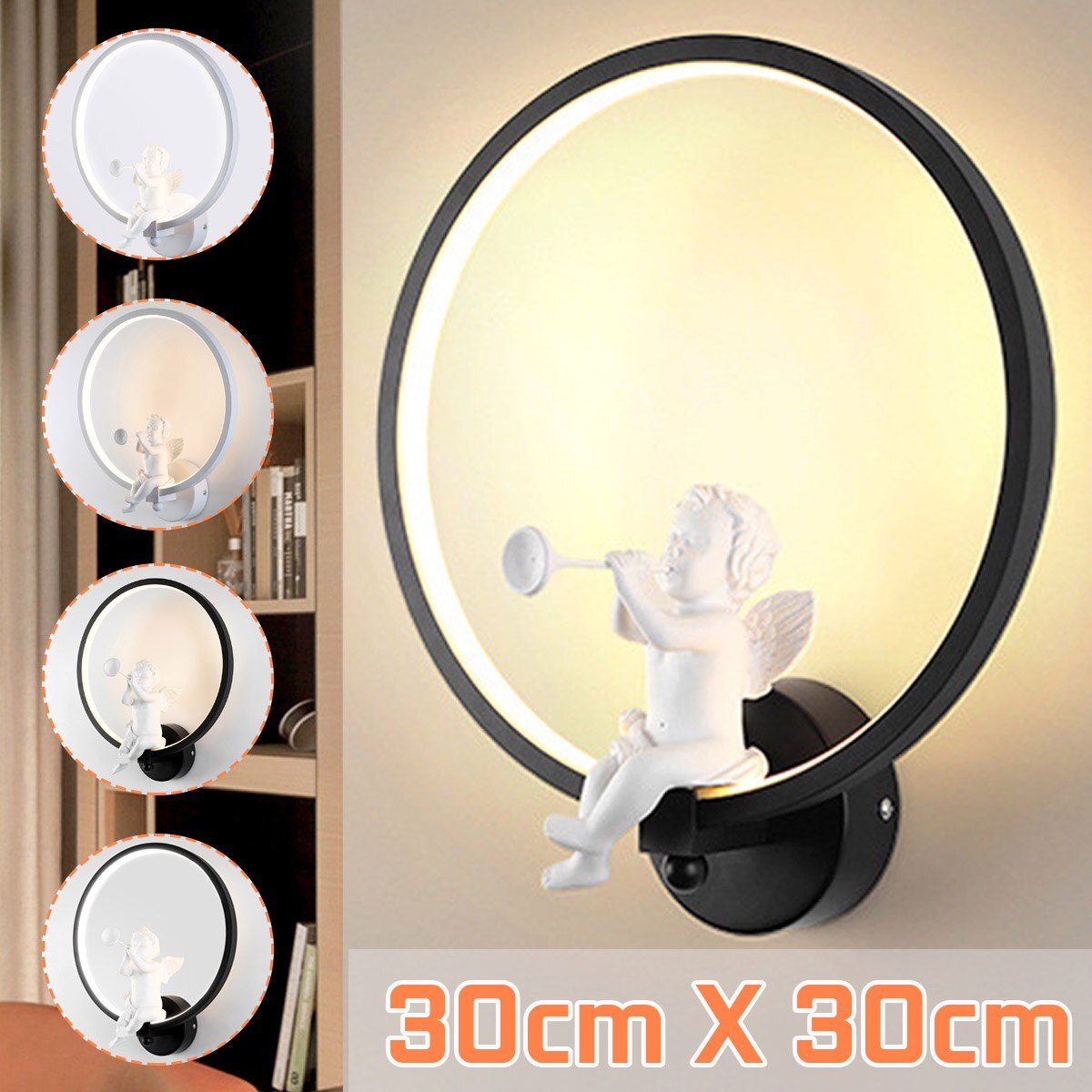 Modern Wall Lamp with Angel Figurine