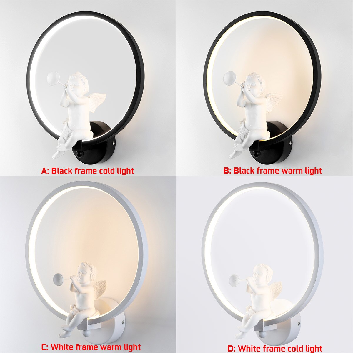 Modern Wall Lamp with Angel Figurine