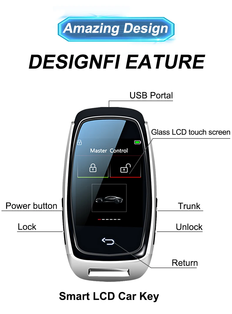 Modified Universal Remote Display Smart LCD Key Comfortable Entry Auto Lock Keyless Go For