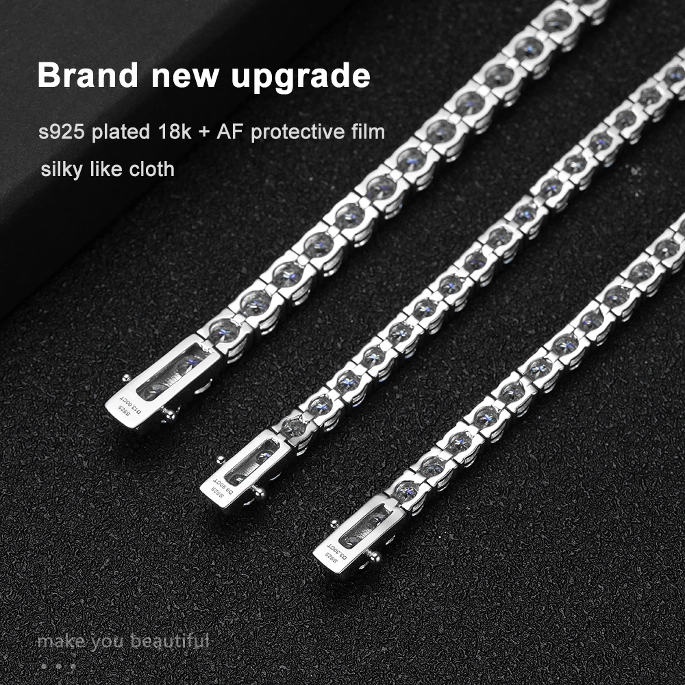 Moissanite Tennis Bracelet Original s925 Sterling Silver Plated 18k White Gold with GRA Bracelets for Women Man Moissanite Tennis Bracelet Original s925 Sterling Silver Plated 18k White Gold with GRA Bracelets for Women Man