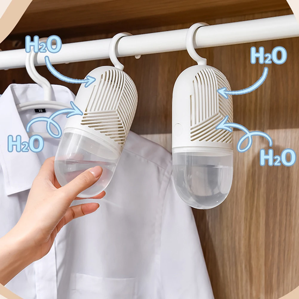 Moisture Absorber Moisture-proof Clothes Dehumidification Box with Water Collector&Hook Detachable for Wardrobe Closet