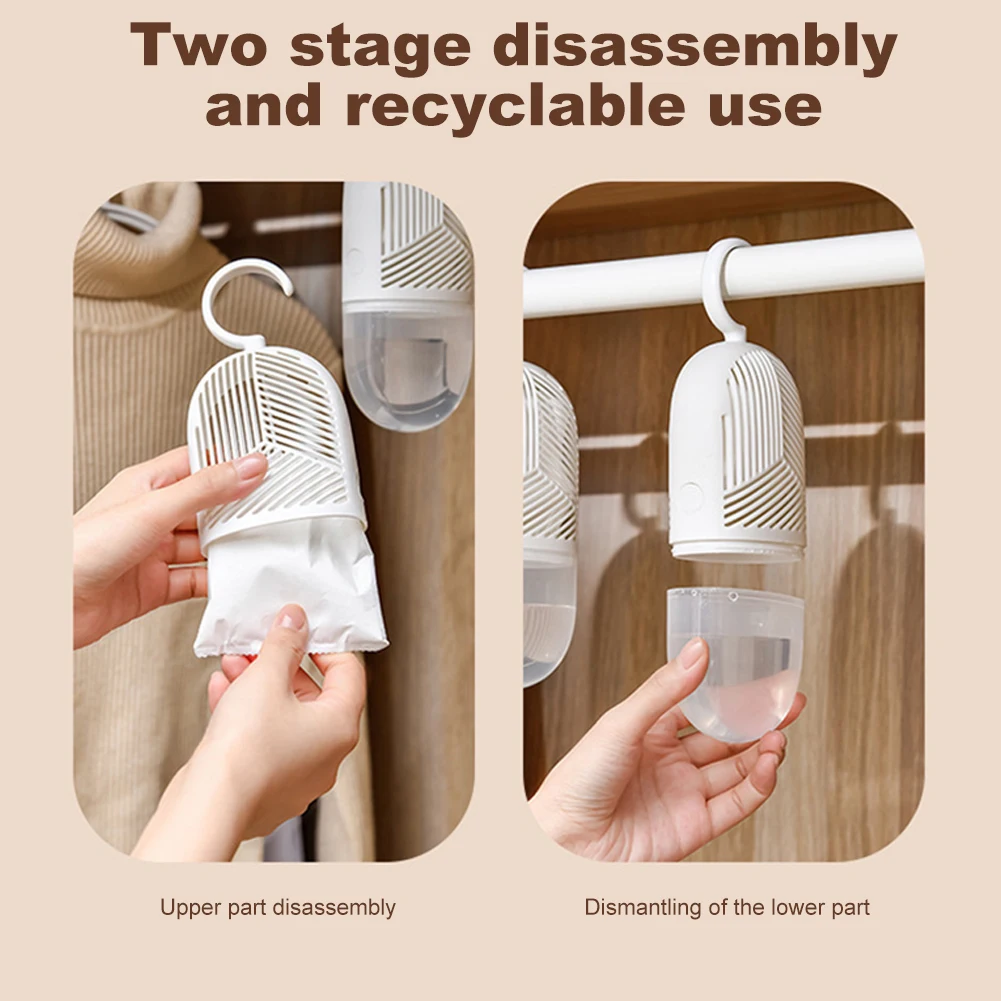 Moisture Absorber Moisture-proof Clothes Dehumidification Box with Water Collector&Hook Detachable for Wardrobe Closet